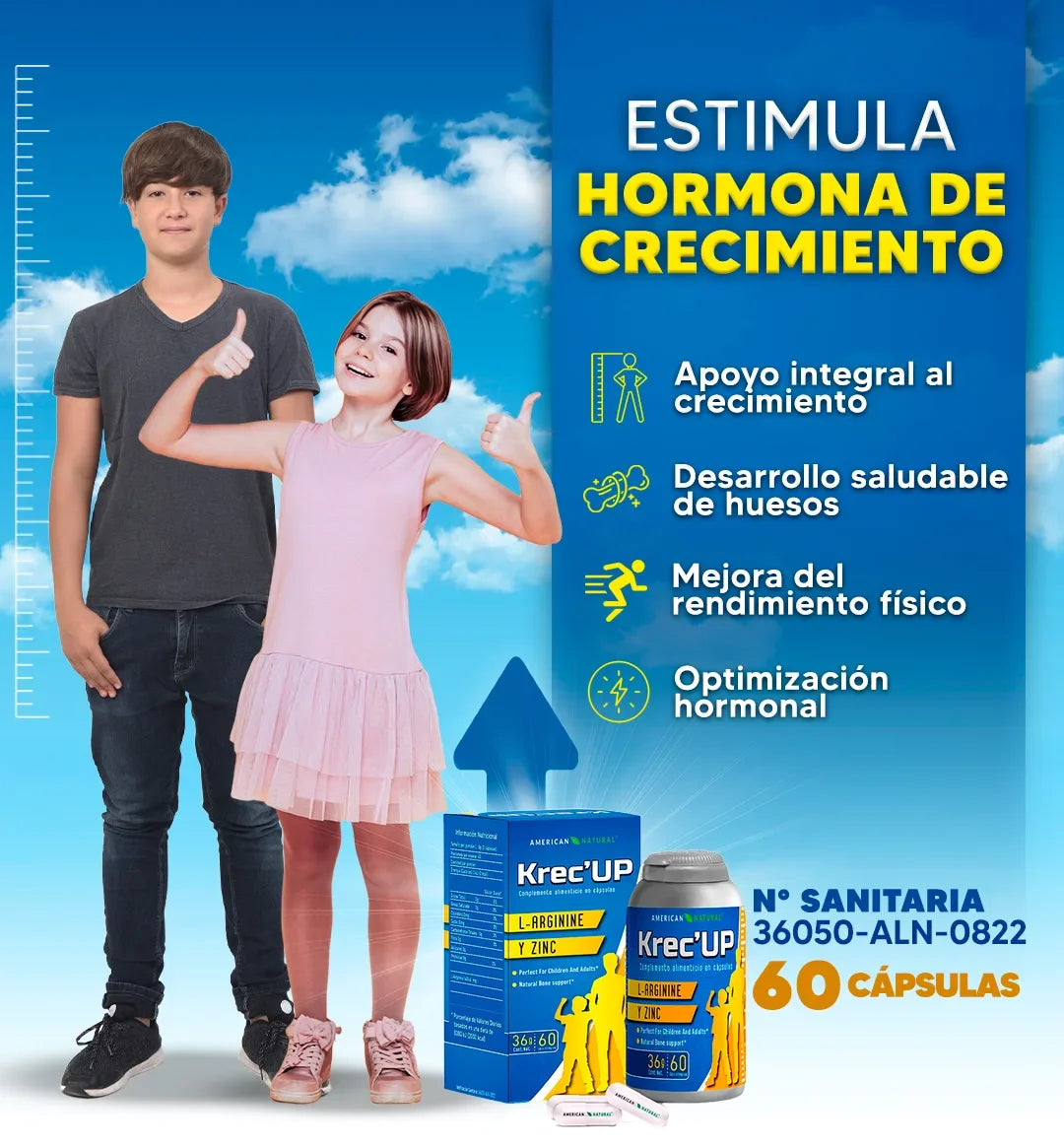 KREC' UP ESTIMULA HORMONAS DE CRECIMIENTO / DE 9 A 22 AÑOS