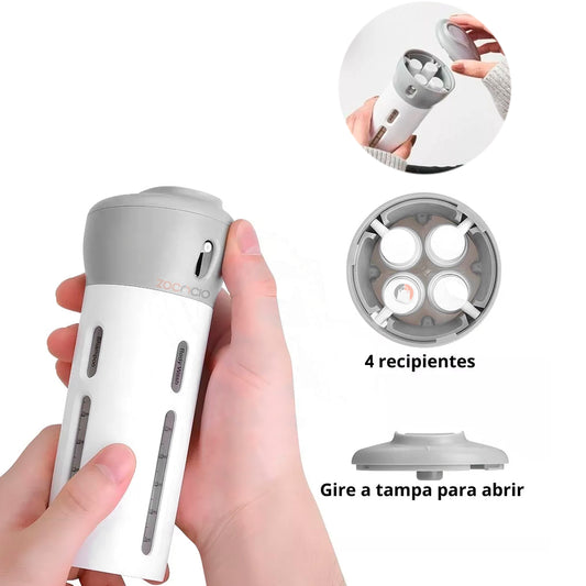 Dispensador Viajero 4 en 1 con Diseño Compacto Mejorado