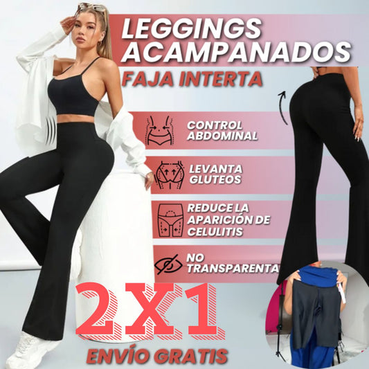 2X1 LEGGINGS ACAMPANADOS CON FAJA INTERNA ALTA