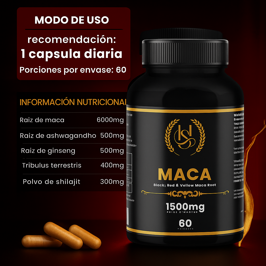 Suplemento Maca Negra 60 Cápsulas - ¡Afrodisiaco Natural!